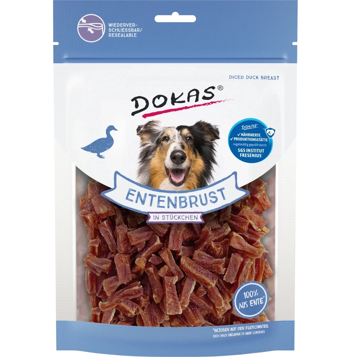 Dokas Tern af andebryst 200 g - store poser med lækre hundesnacks